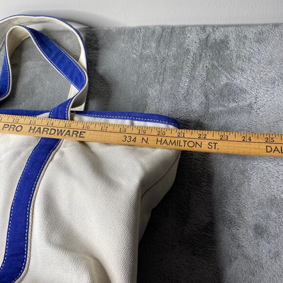 HUGE Lands End White Tote Blue Trim Multiple Pockets “Madison” - Picture 6 of 10